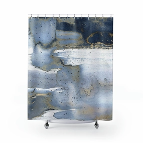 Ombre Shower Curtain | Navy Sky Blue, Beige Lighting,Home Lighting