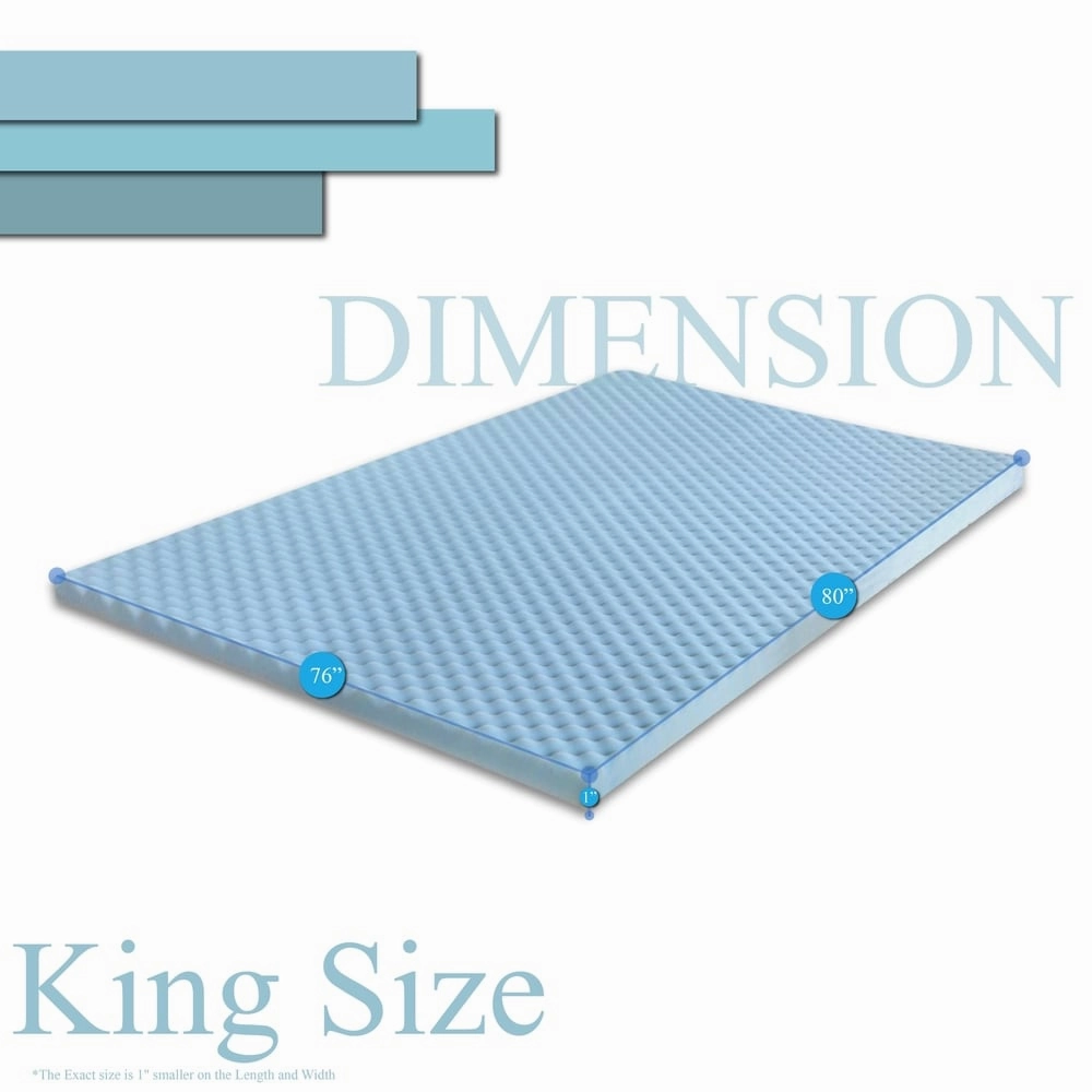 Onetan,1-inch High Density Convoluted Egg Shell Breathable Cool Gel Foam Topper,Adds Comfort to Mattress,