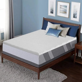 Onetan,1-Inch High Density Convoluted Eggshell Breathable Foam Topper, Add Comfort To Mattress. mattress pads,mattress topper,bed protection