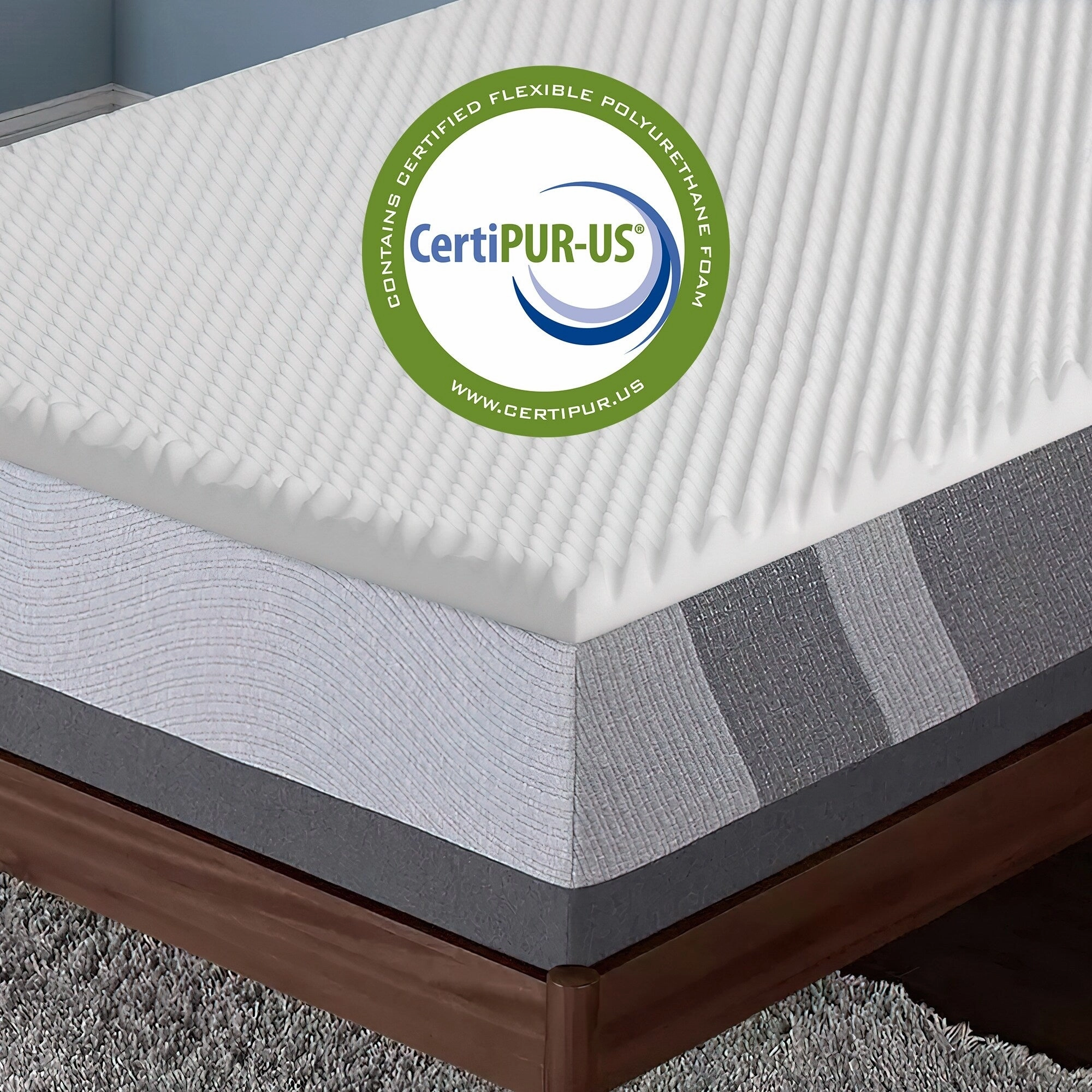 Onetan,1-Inch High Density Convoluted Eggshell Breathable Foam Topper, Add Comfort To Mattress.