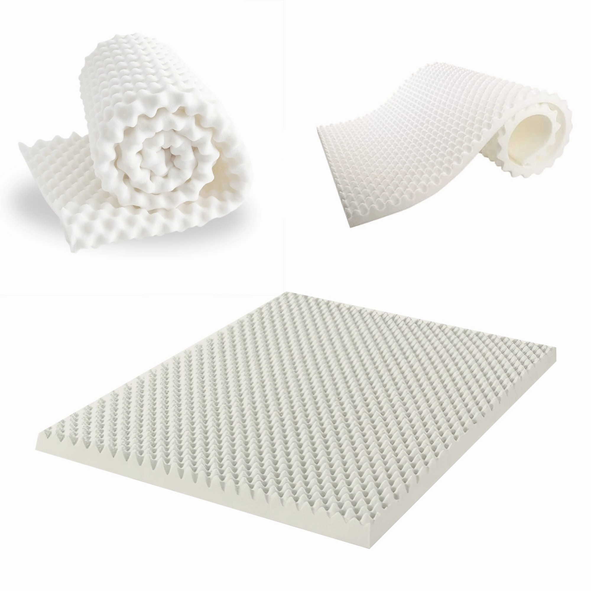 Onetan,1-Inch High Density Convoluted Eggshell Breathable Foam Topper, Add Comfort To Mattress.