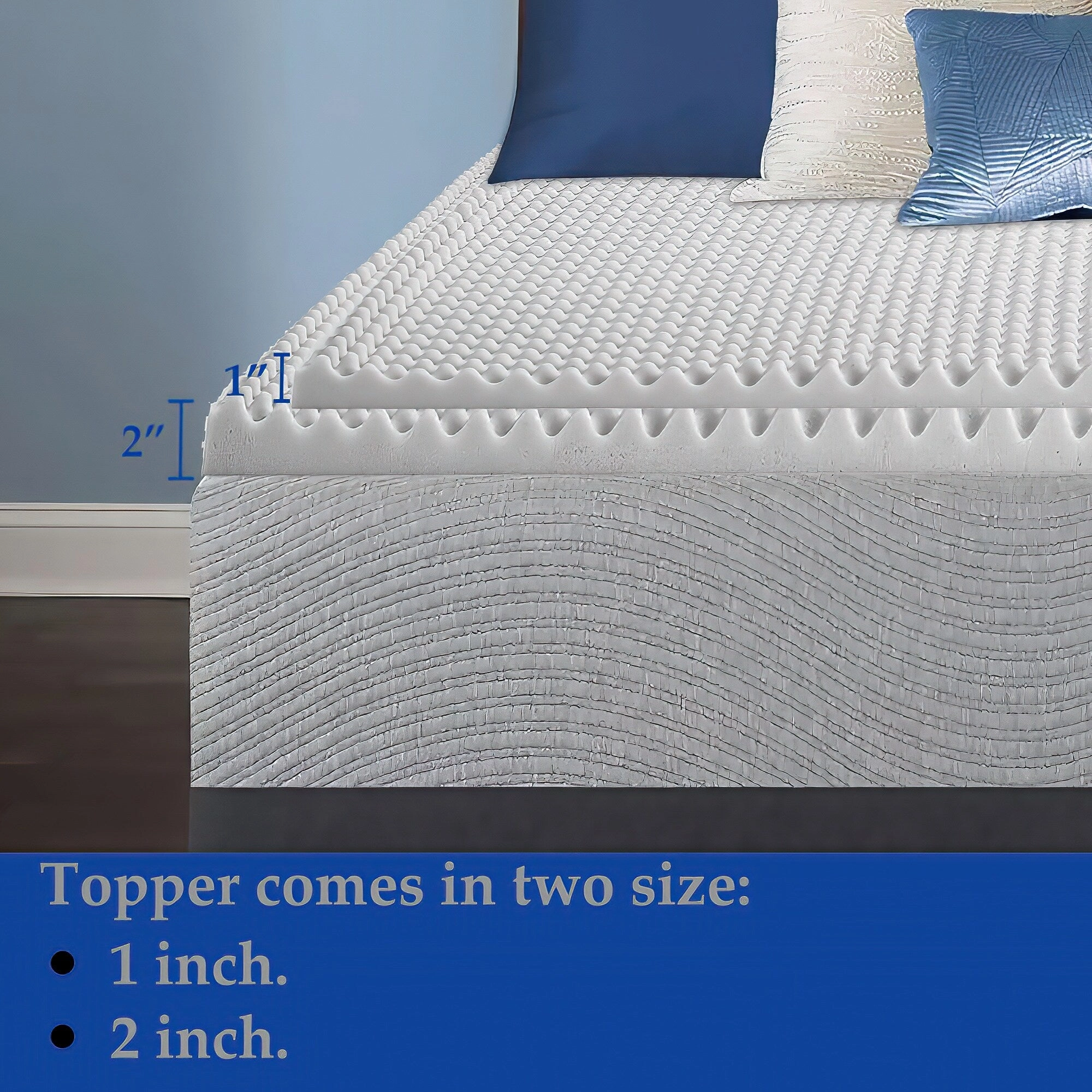 Onetan, 1" & 2" High Density Convoluted Egg Shell Breathable Foam Topper