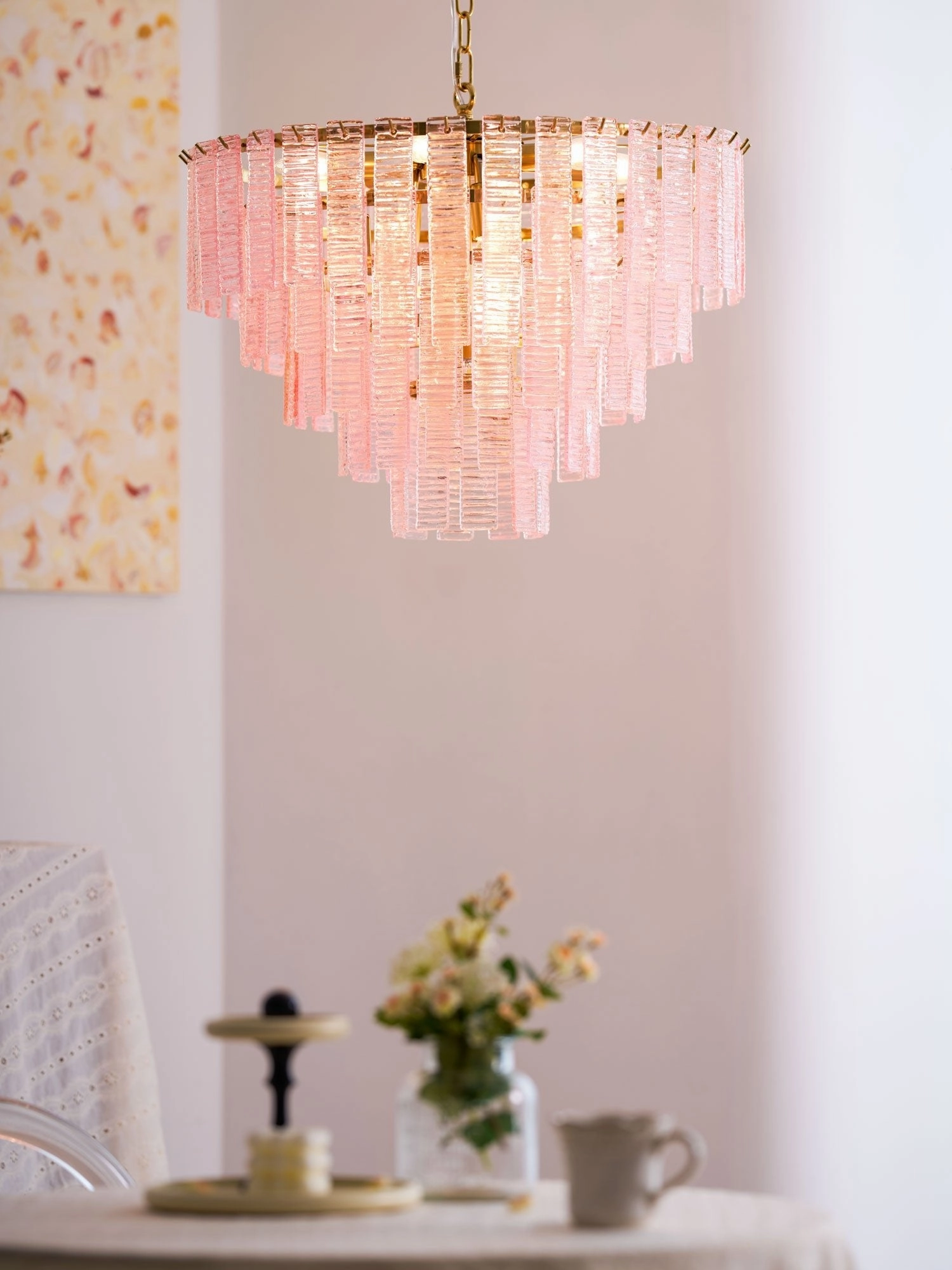Opalora Pink Murano Chandelier
