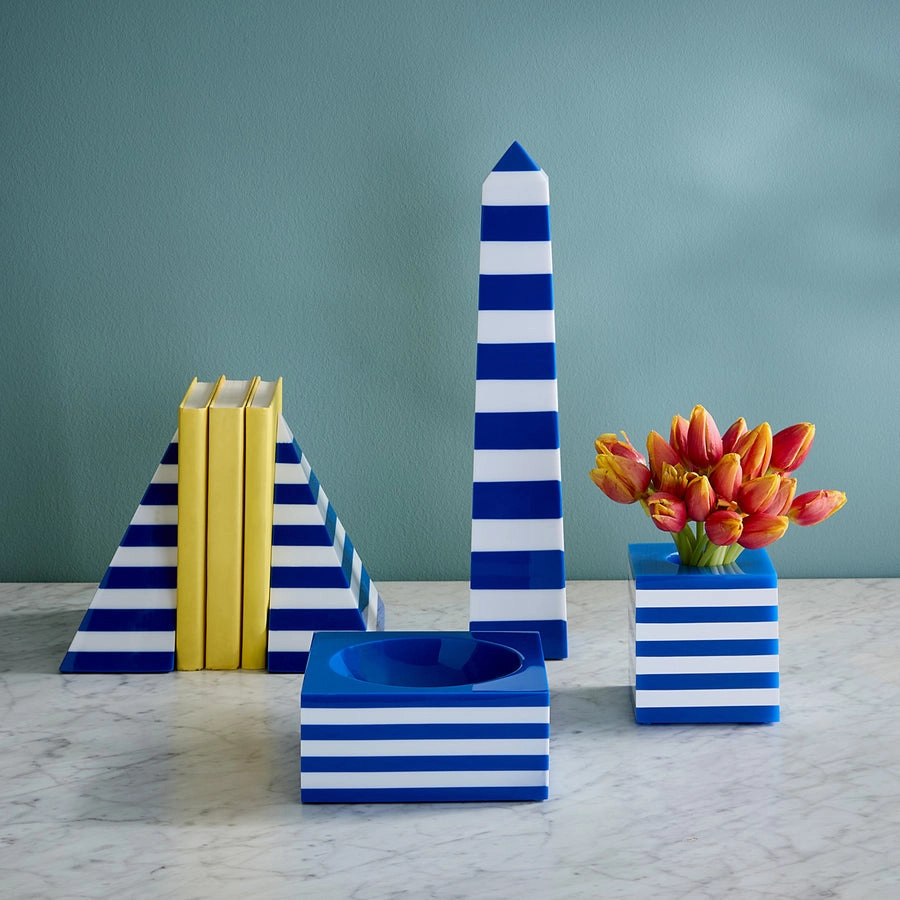 Opaque Blue Stripes Vase | Jonathan Adler Cabana Mini Scoop