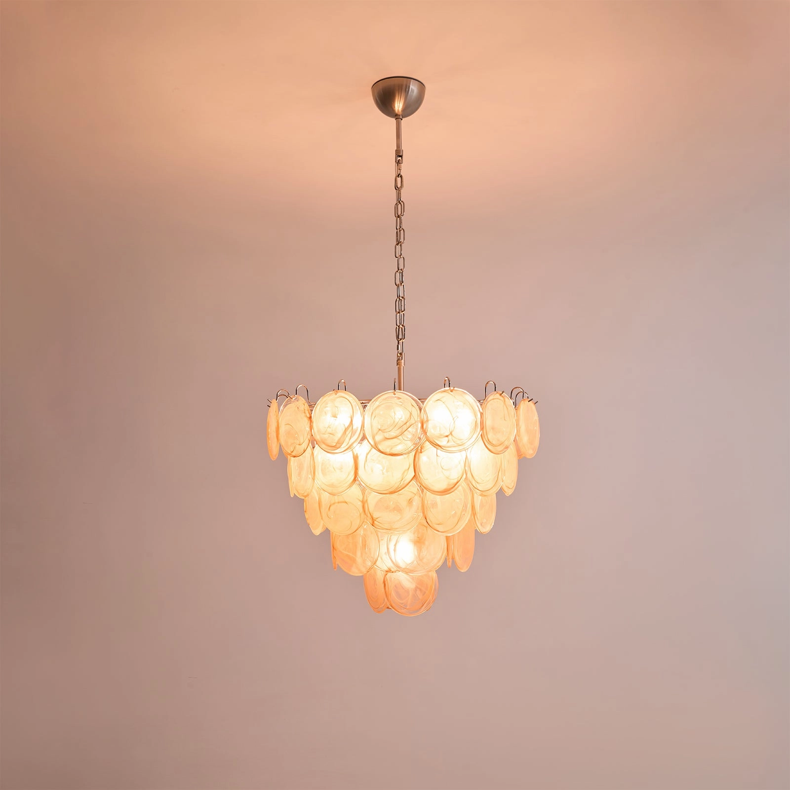 Orange Murano Disc Chandelier
