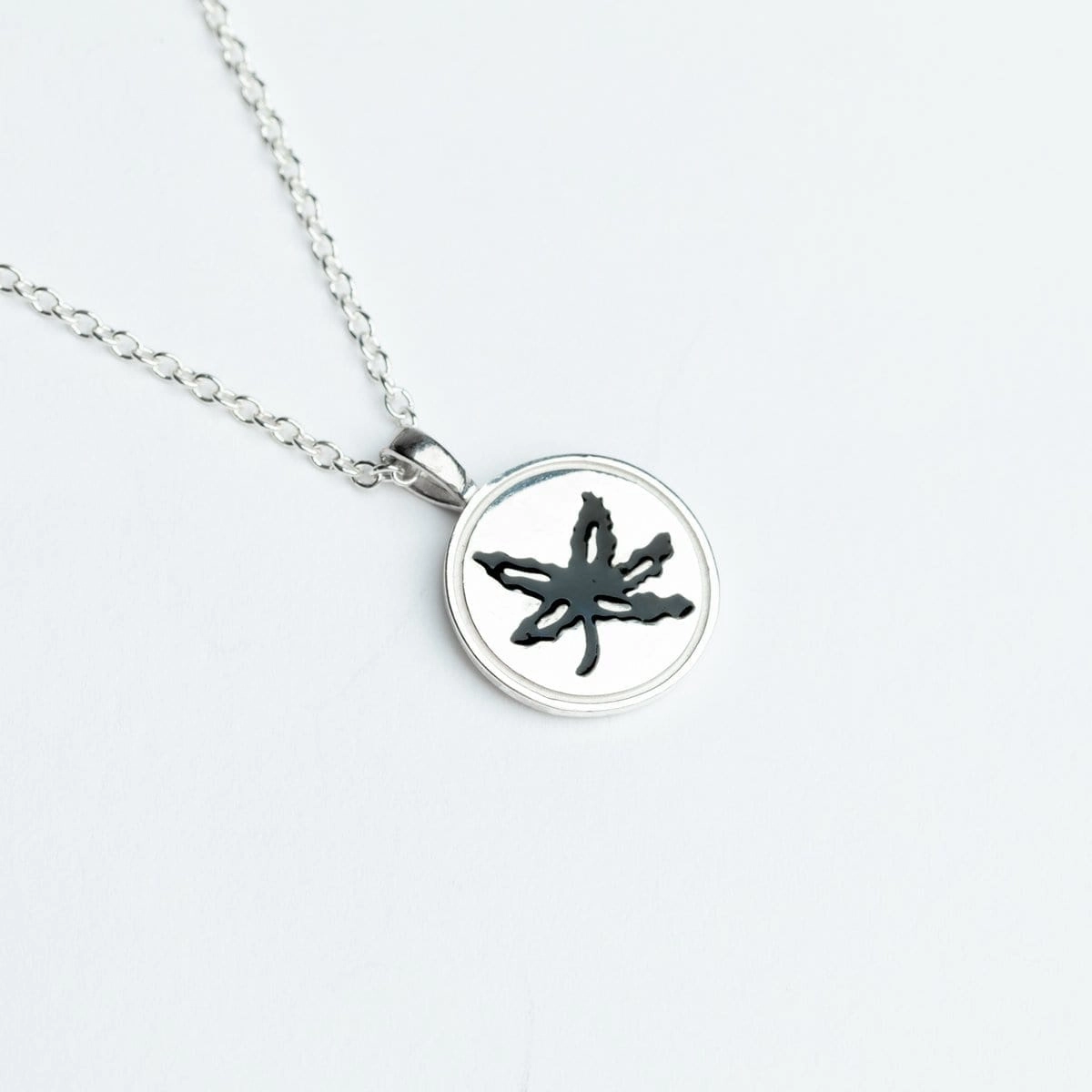 OSU Black Enamel Buckeye Leaf Pendant