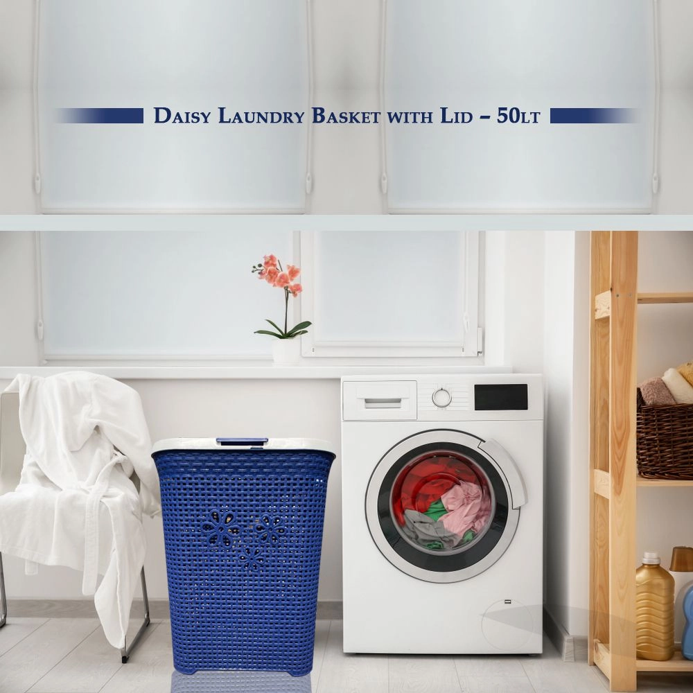 Otima 50L Daisy Plastic Laundry Linen Basket