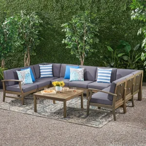 Outdoor 10 Piece Acacia Wood Sofa Sectional Set - NH233803 patio chairs, outdoor seating