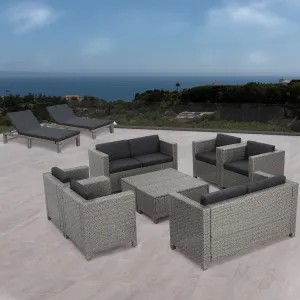 Outdoor 10 Piece Wicker Patio Set with Water Resistant Cushions - NH393003 patio chairs, outdoor seating