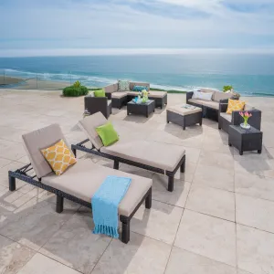 Outdoor 13 Pc Wicker Patio Set w/ Water Resistant Cushions - NH764003 patio chairs, outdoor seating