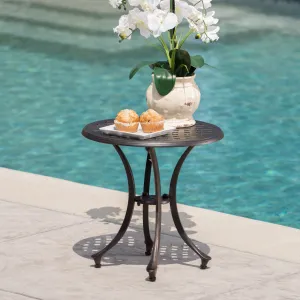 Outdoor 19-inch Bronze Finished Cast Aluminum Side Table - NH257103 patio chairs, outdoor seating