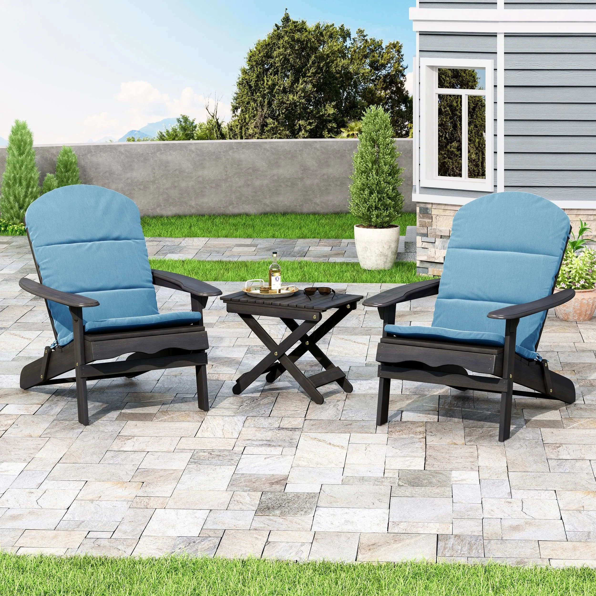 Outdoor 2 Seater Acacia Wood Chat Set with Water Resistant Cushions - NH010313