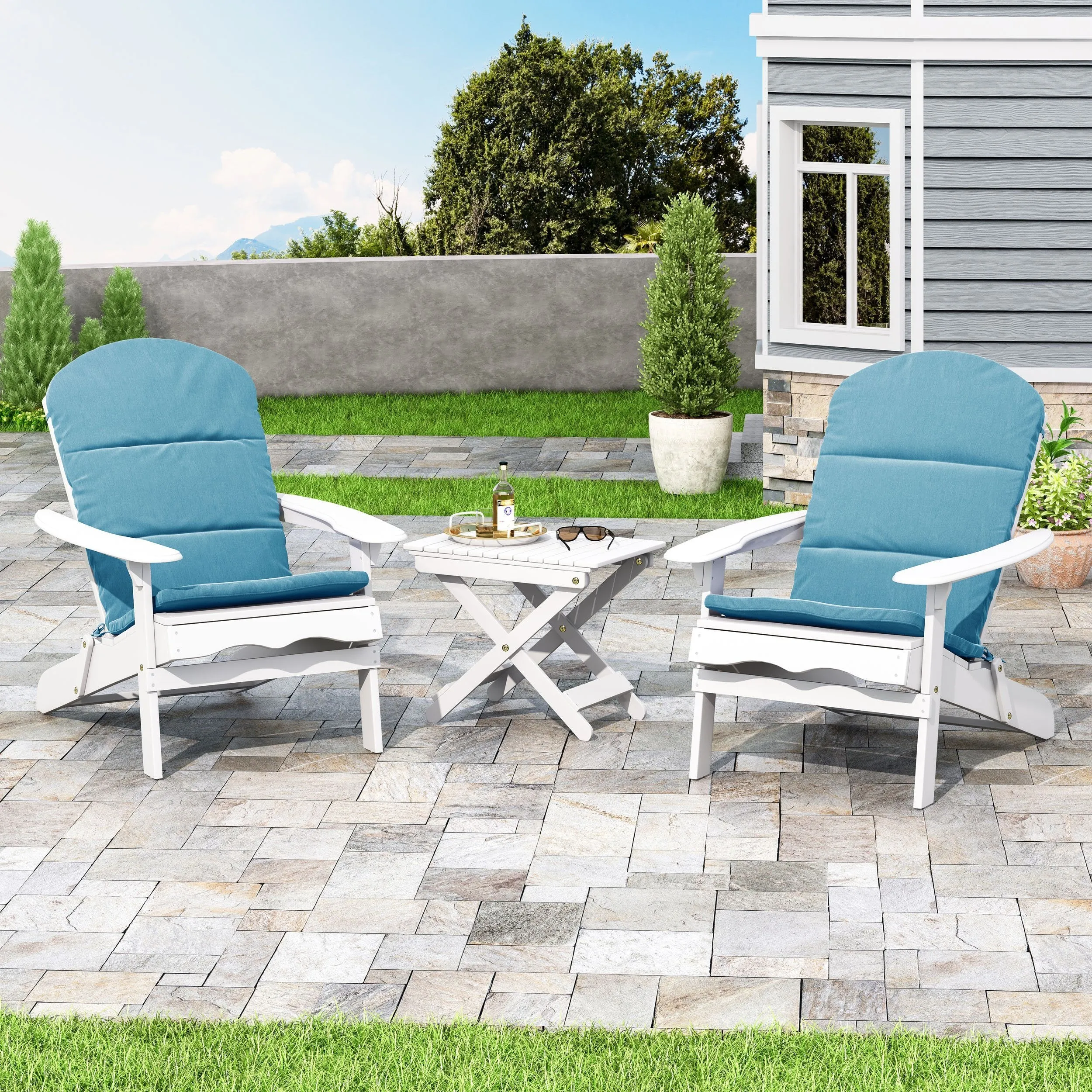 Outdoor 2 Seater Acacia Wood Chat Set with Water Resistant Cushions - NH010313