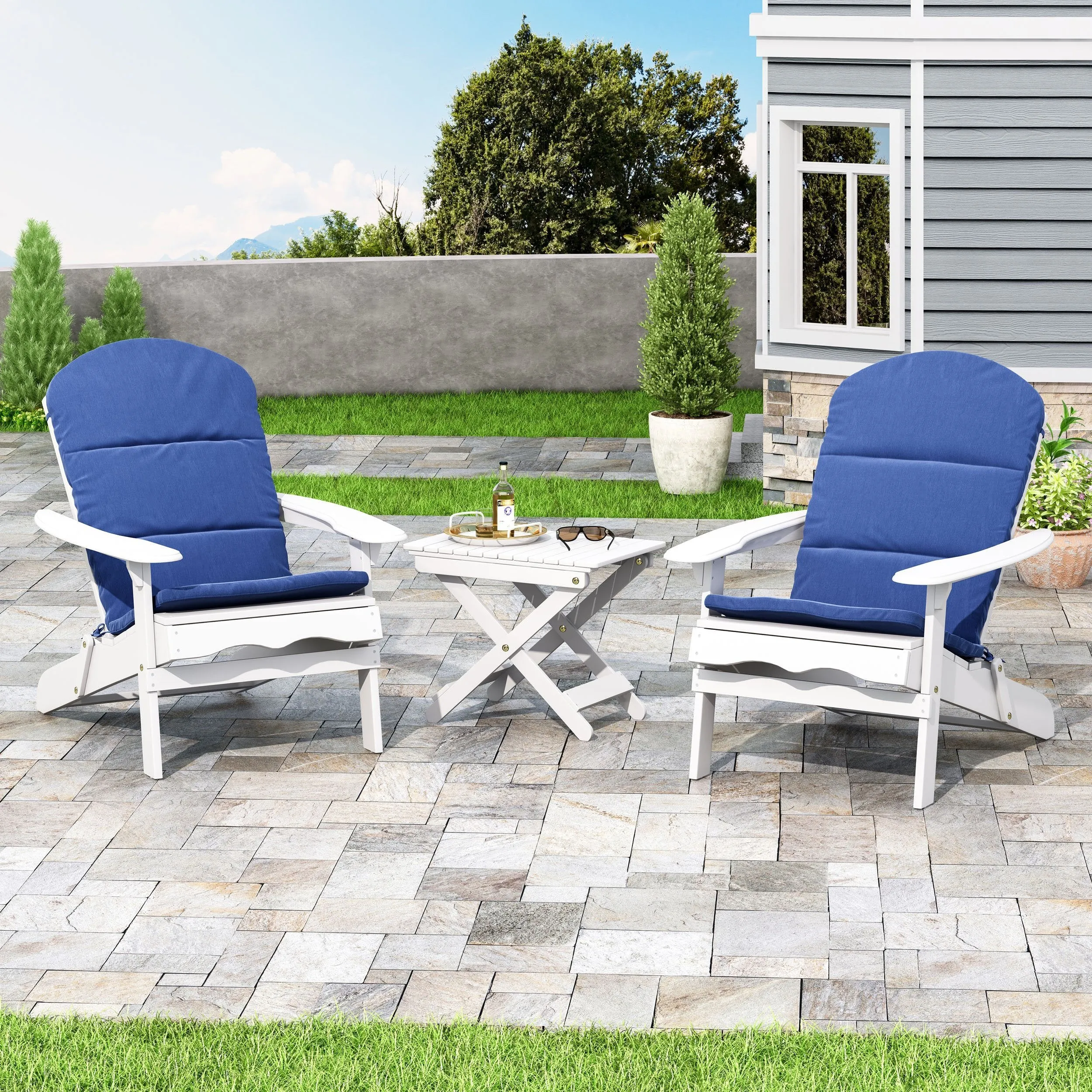 Outdoor 2 Seater Acacia Wood Chat Set with Water Resistant Cushions - NH010313