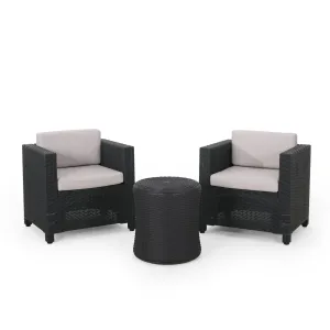 Outdoor 2 Seater Faux Wicker Chat Set with Cushions - NH399213 patio chairs, outdoor seating