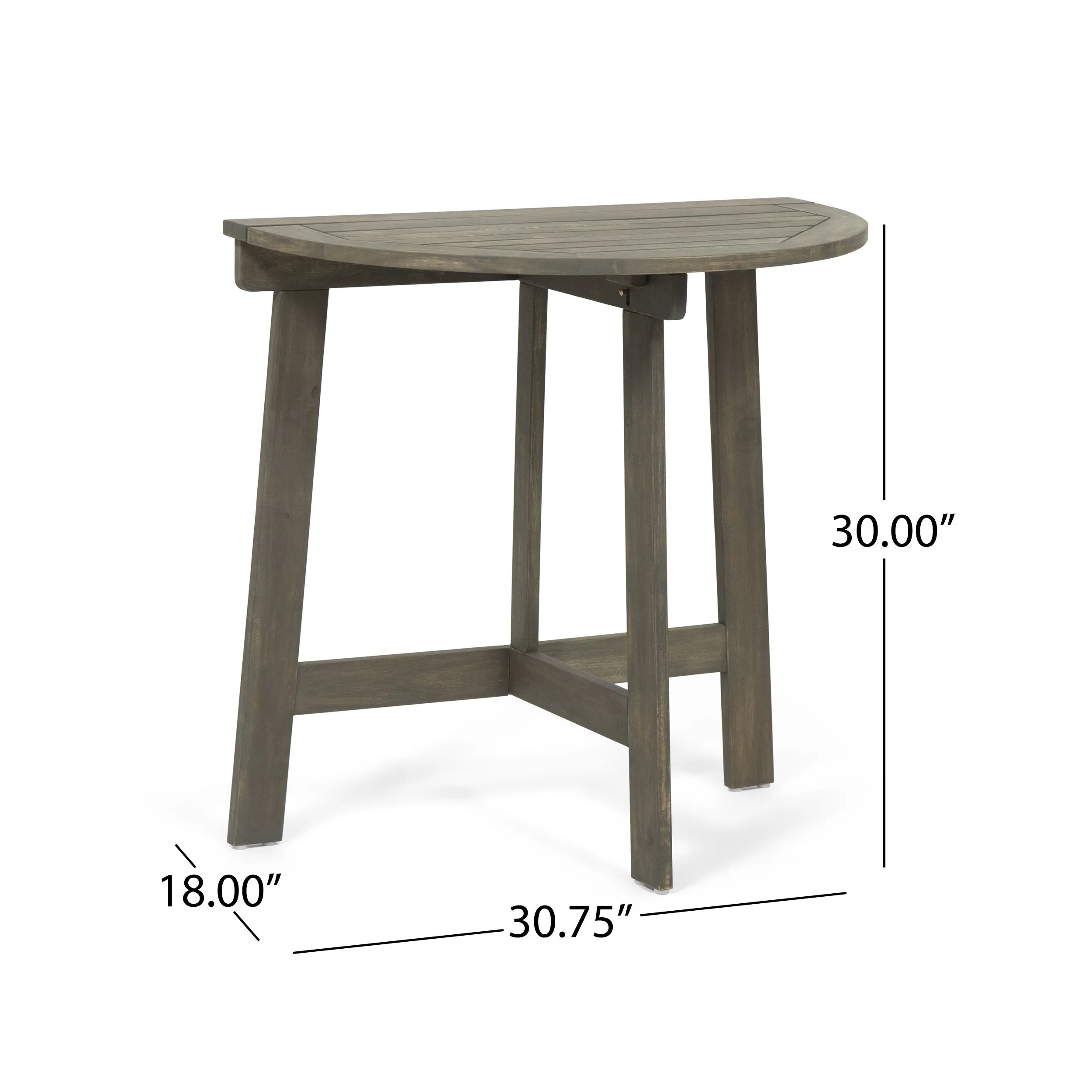 Outdoor 2 Seater Half-Round Acacia Wood Bistro Table Set with Adirondack Chairs - NH028903