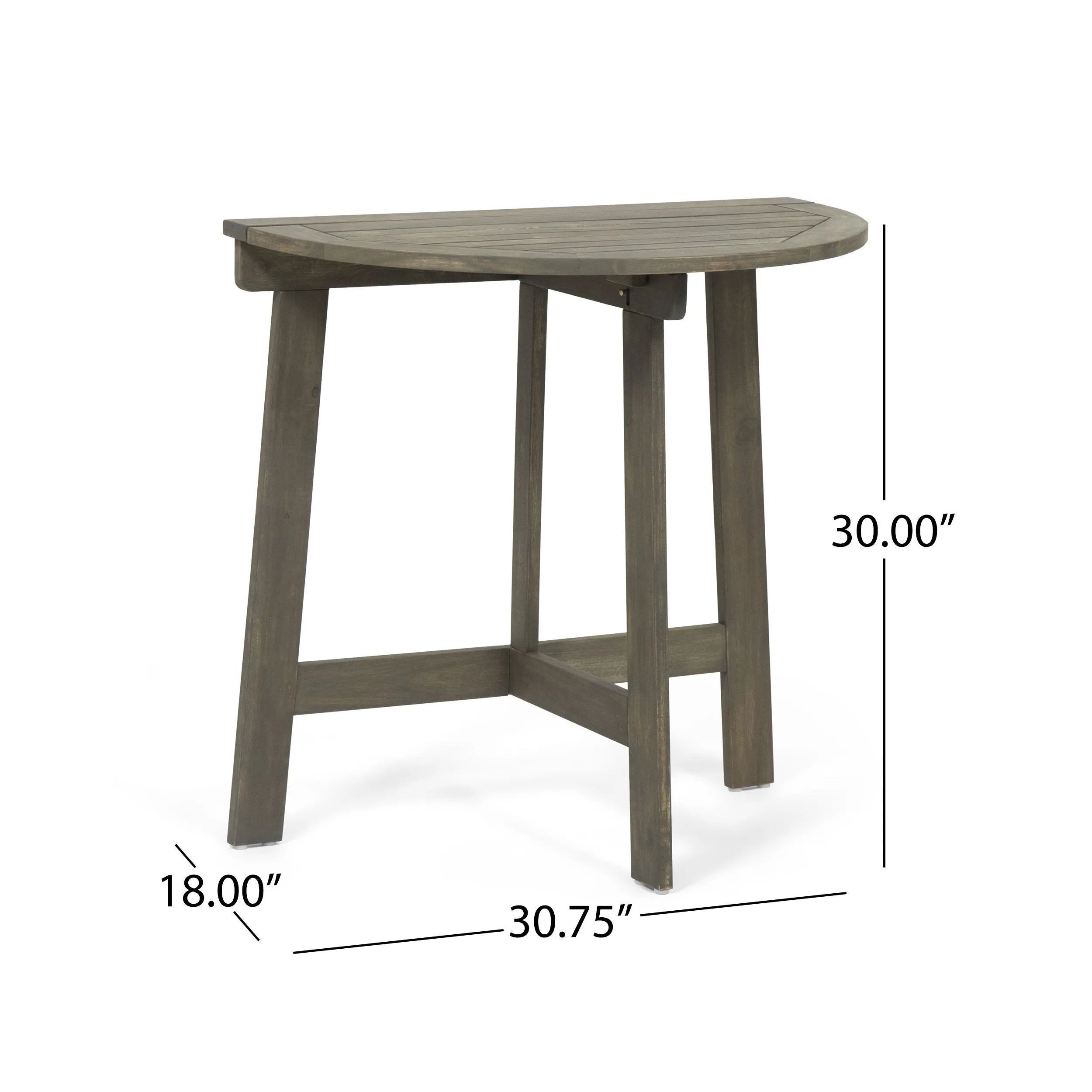 Outdoor 2 Seater Half-Round Acacia Wood Bistro Table Set with Folding Chairs - NH818903