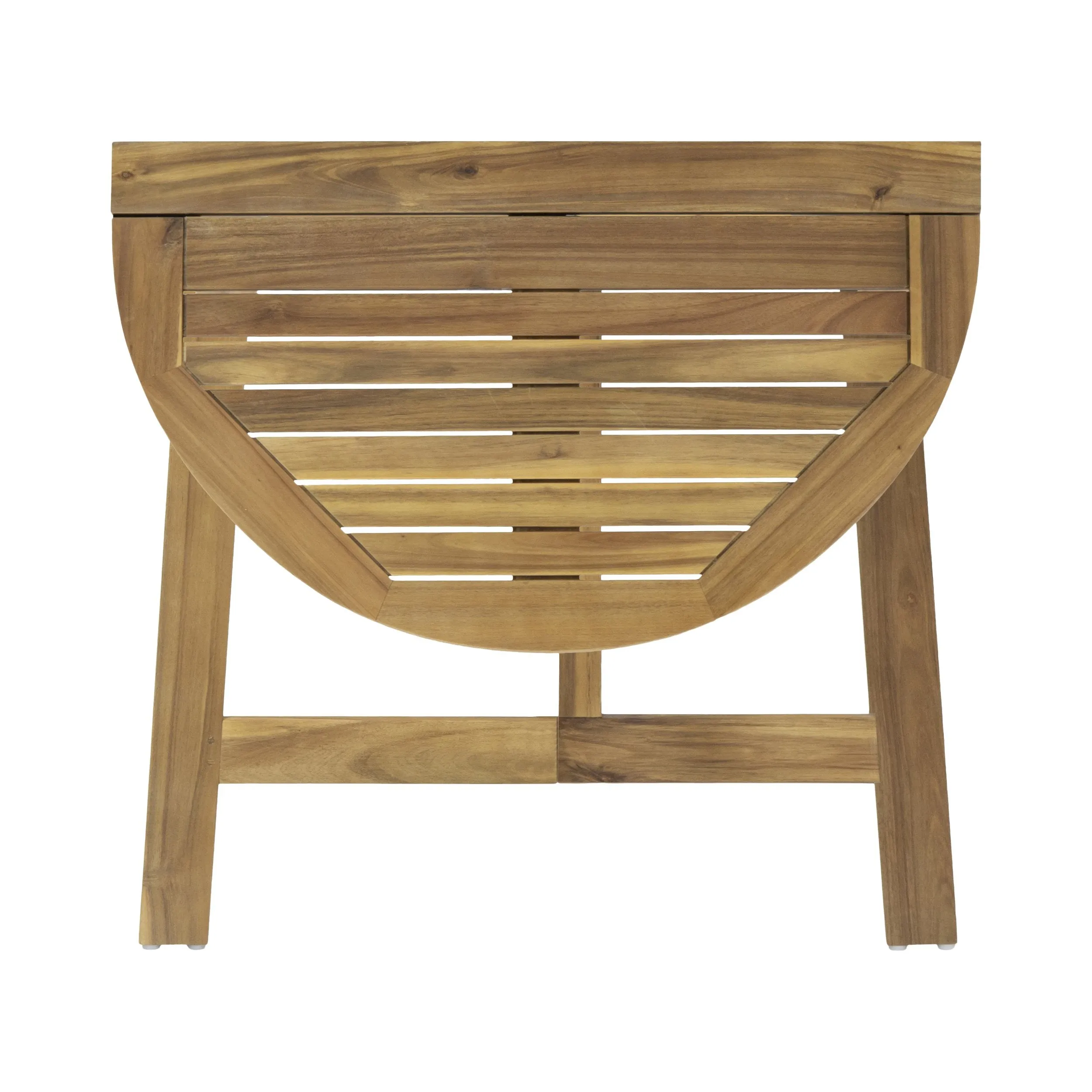 Outdoor 2 Seater Half-Round Acacia Wood Bistro Table Set with Folding Chairs - NH818903