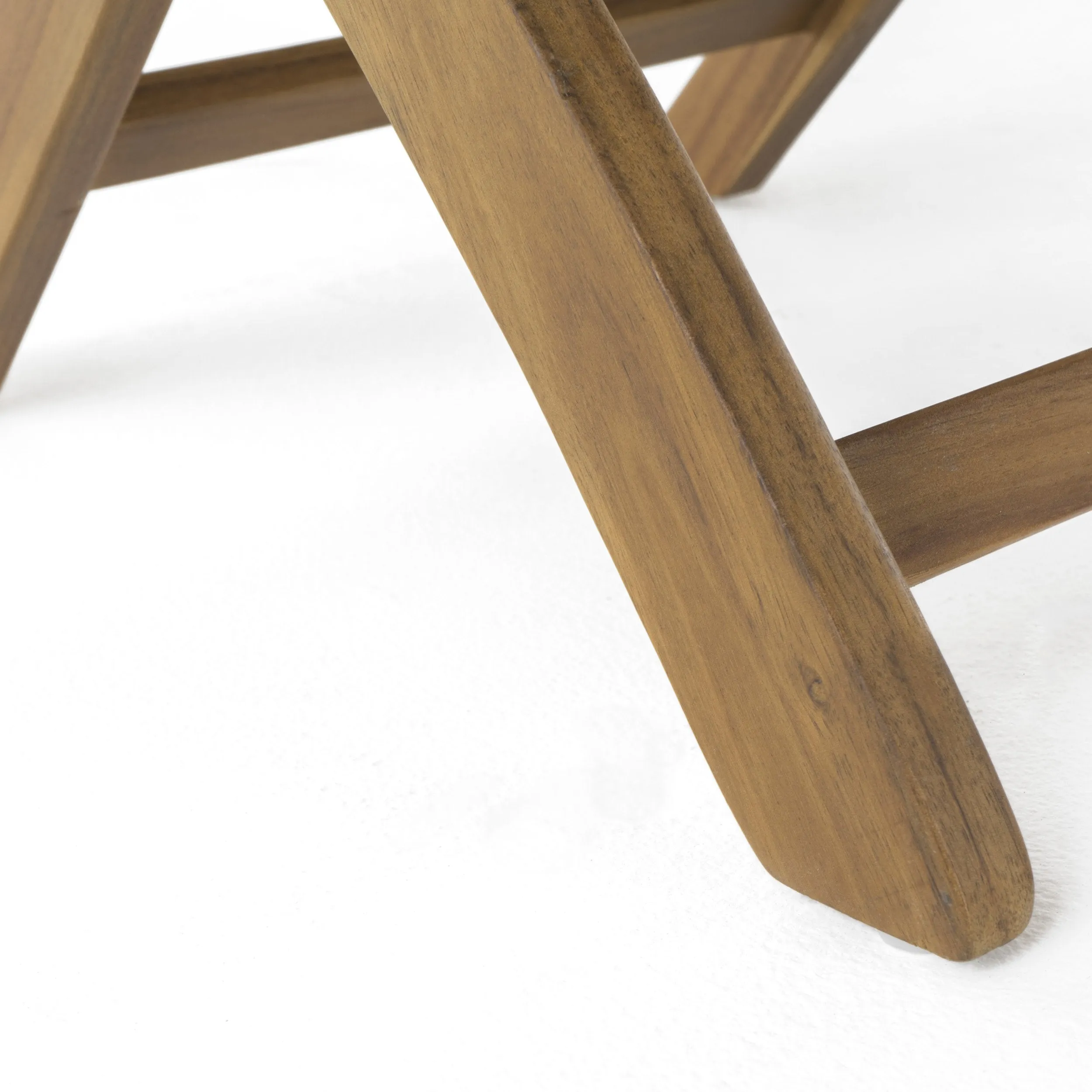 Outdoor 2 Seater Half-Round Acacia Wood Bistro Table Set with Folding Chairs - NH818903