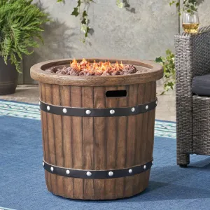 Outdoor 25-inch Light-Weight Concrete Round Fire Pit 40K BTU, Dark Brown - NH584403 patio chairs, outdoor seating