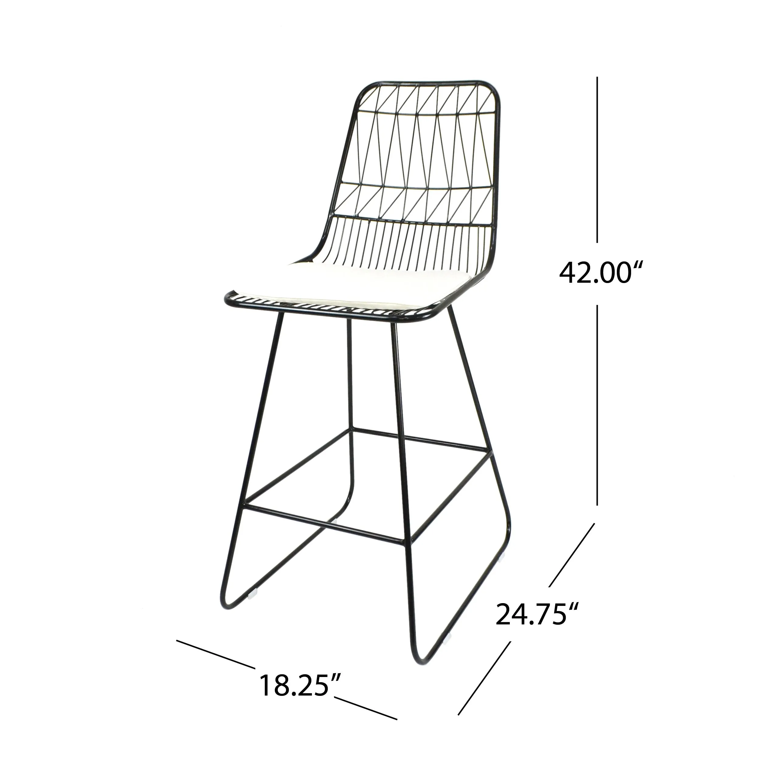 Outdoor 26" Seats Iron Counter Stools with Cushions (Set of 2) - NH895703