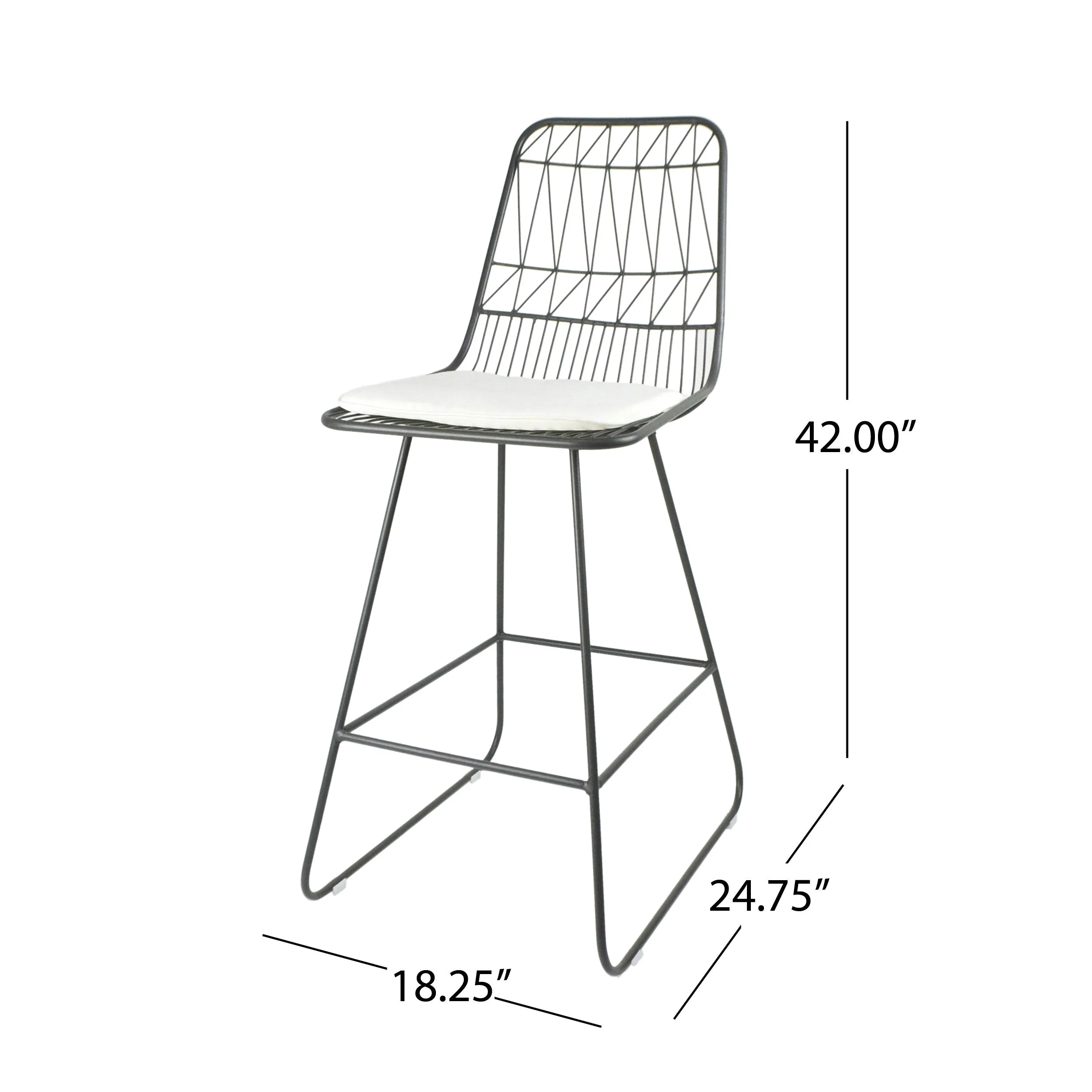 Outdoor 26" Seats Iron Counter Stools with Cushions (Set of 2) - NH895703
