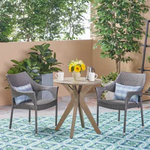Outdoor 3 Piece Acacia Wood and Wicker Bistro Set - NH630503 patio chairs, outdoor seating