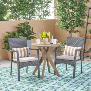 Outdoor 3 Piece Acacia Wood and Wicker Bistro Set - NH730503 patio chairs, outdoor seating