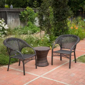 Outdoor 3 Piece Multi-brown Wicker Stacking Chair Chat Set - NH839003 patio chairs, outdoor seating