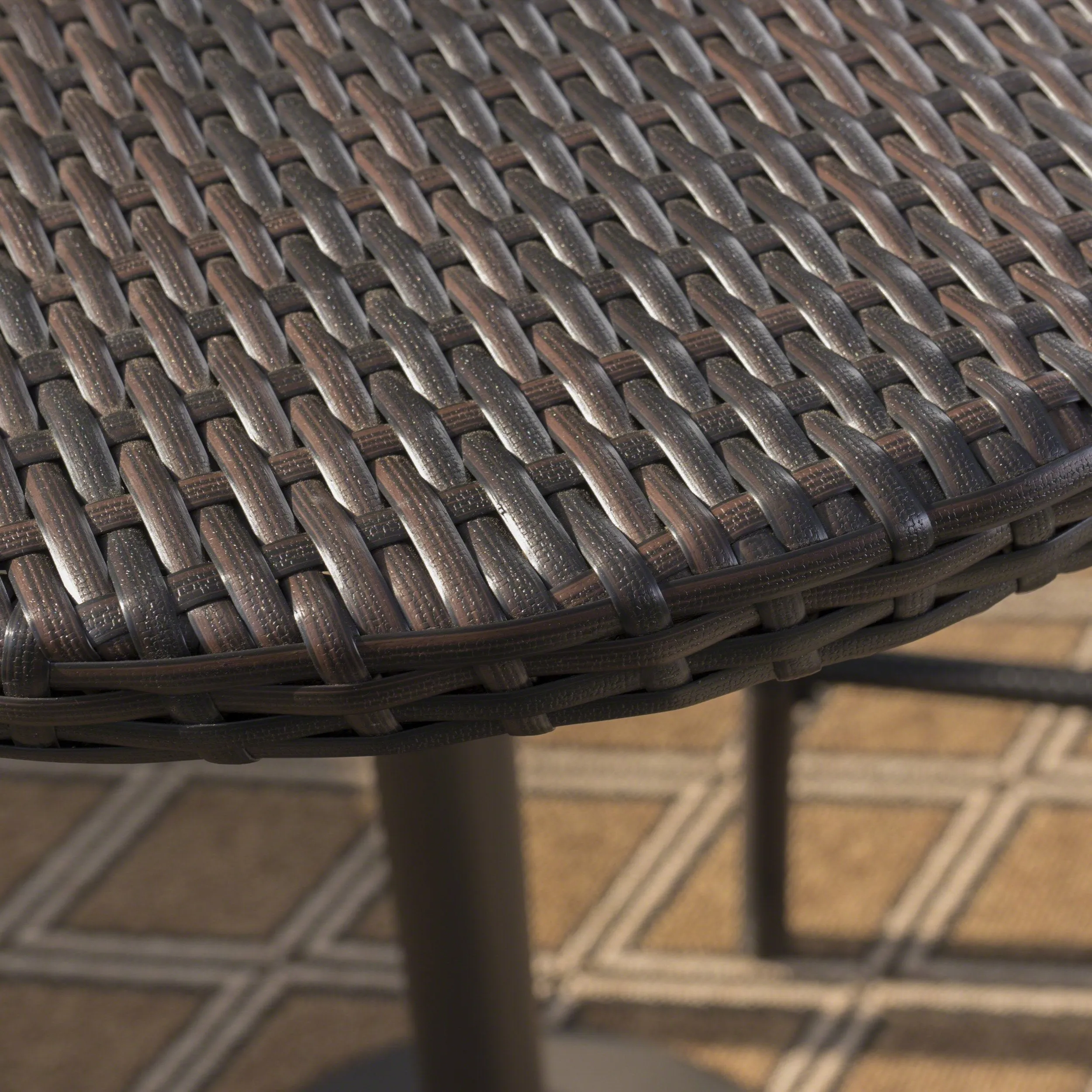 Outdoor 3 Piece Round Multi-brown Wicker Bar Set - NH444203