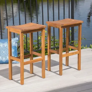 Outdoor 30 Inch Acacia Wood Barstools - NH241403 patio chairs, outdoor seating