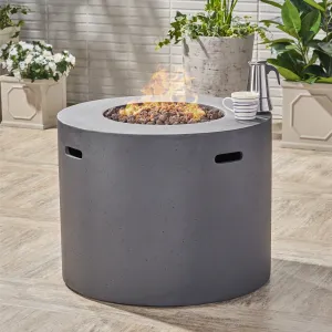 Outdoor 31-inch Round Light Weight Concrete Gas Burning Fire Pit - NH180503 patio chairs, outdoor seating