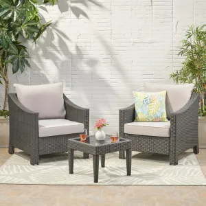 Outdoor 3pc Grey Polyethylene Chat Set - NH560692 patio chairs, outdoor seating