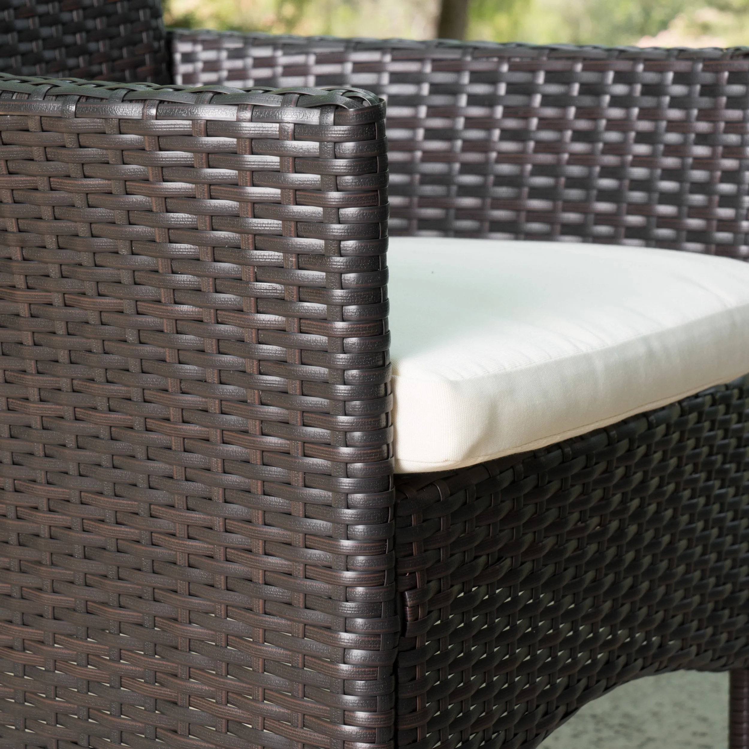 Outdoor 3Pc Wicker Bistro Set w/ Water Resistant Cushions - NH876003