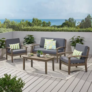 Outdoor 4-Piece Acacia Wood Chat Set - NH484503 patio chairs, outdoor seating