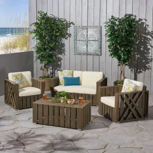 Outdoor 4-piece Acacia Wood Chat Set with Cushions - NH285692 patio chairs, outdoor seating