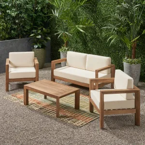 Outdoor 4 Seater Acacia Wood Chat Set - NH437903 patio chairs, outdoor seating