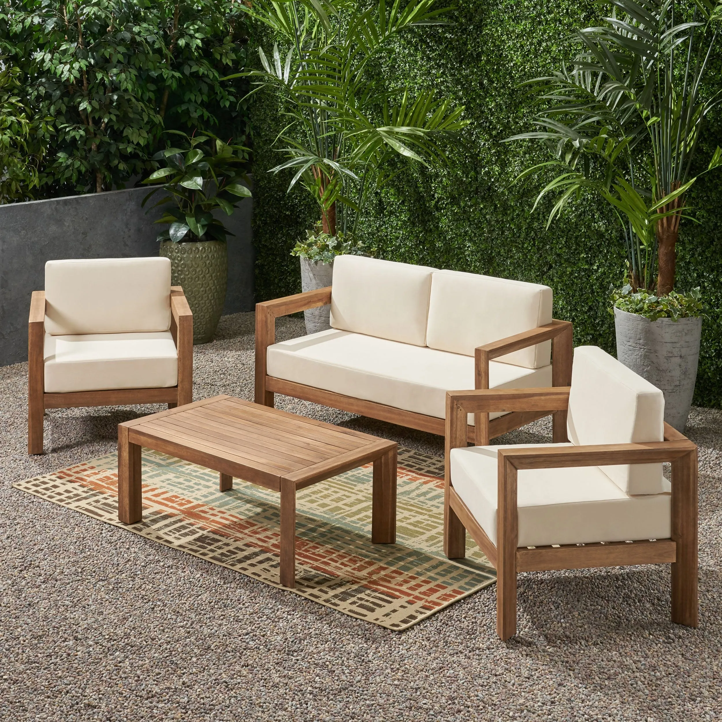 Outdoor 4 Seater Acacia Wood Chat Set - NH437903 patio chairs, outdoor seating