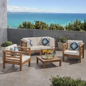 Outdoor 4 Seater Acacia Wood Loveseat Chat Set - NH454803 patio chairs, outdoor seating
