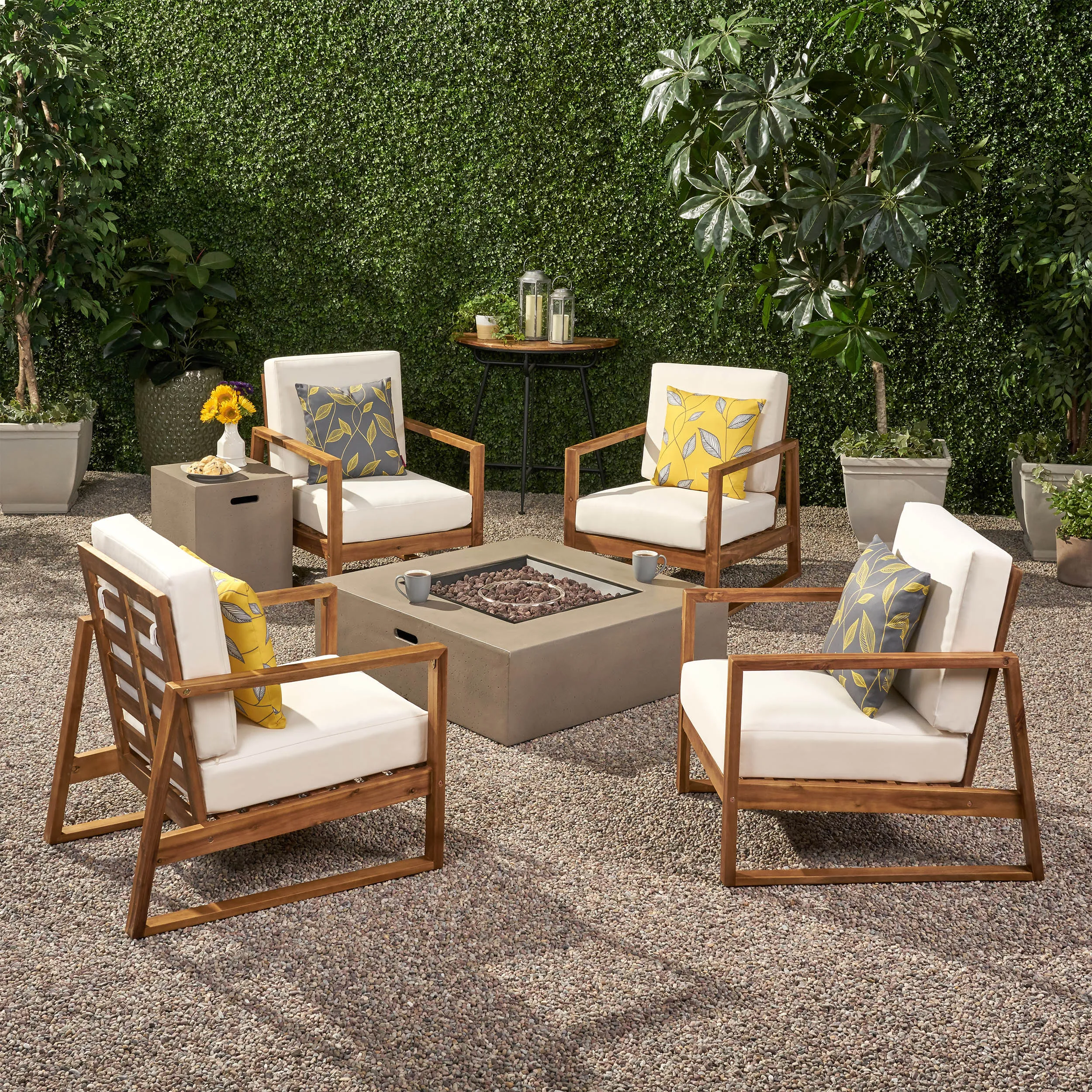 Outdoor 4 Seater Chat Set with Fire Pit - NH273013 patio chairs, outdoor seating