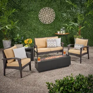 Outdoor 4 Seater Wicker Chat Set with Fire Pit - NH349903 patio chairs, outdoor seating