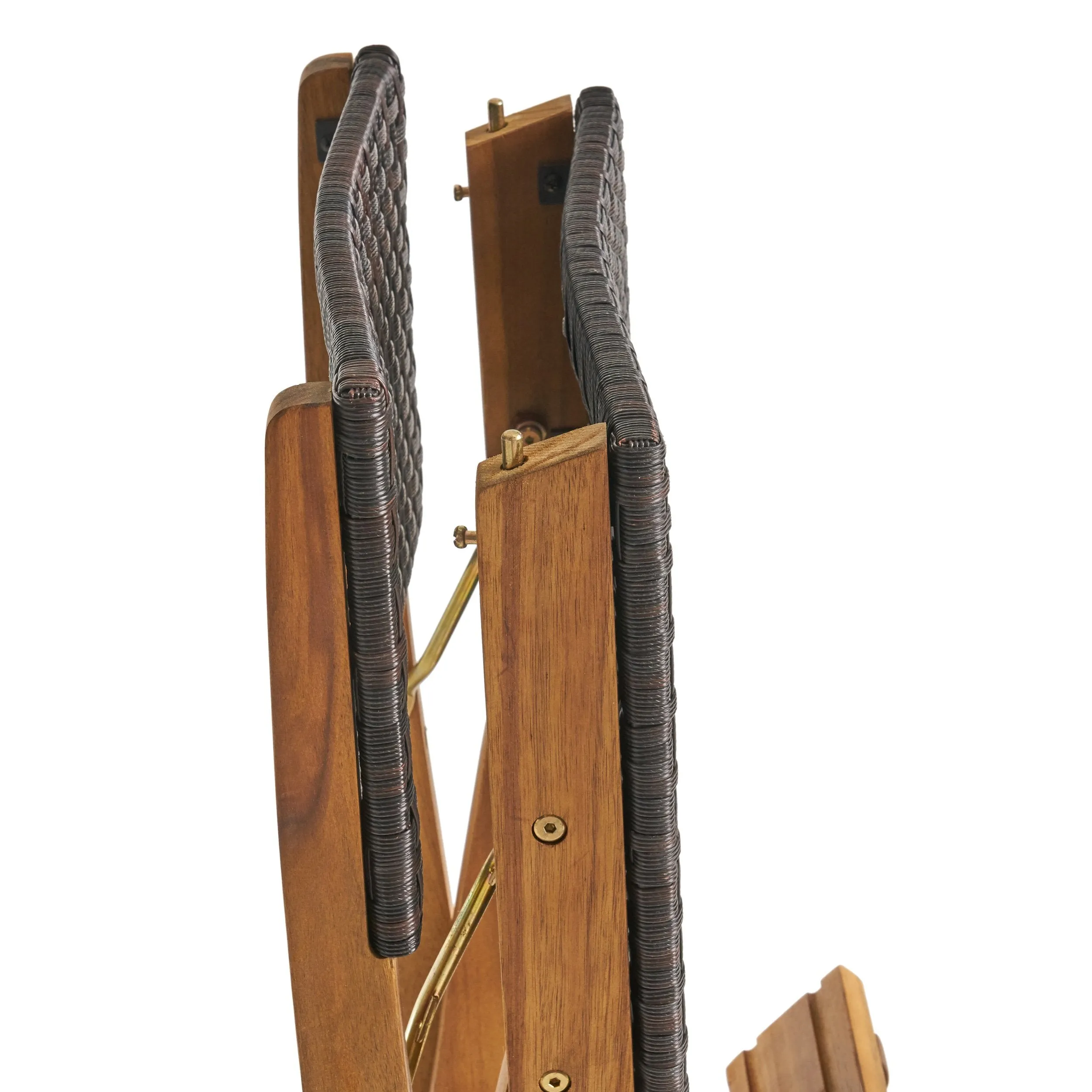 Outdoor 45" Rectangular 3 Piece Wood and Wicker Bar Height Set - NH443903