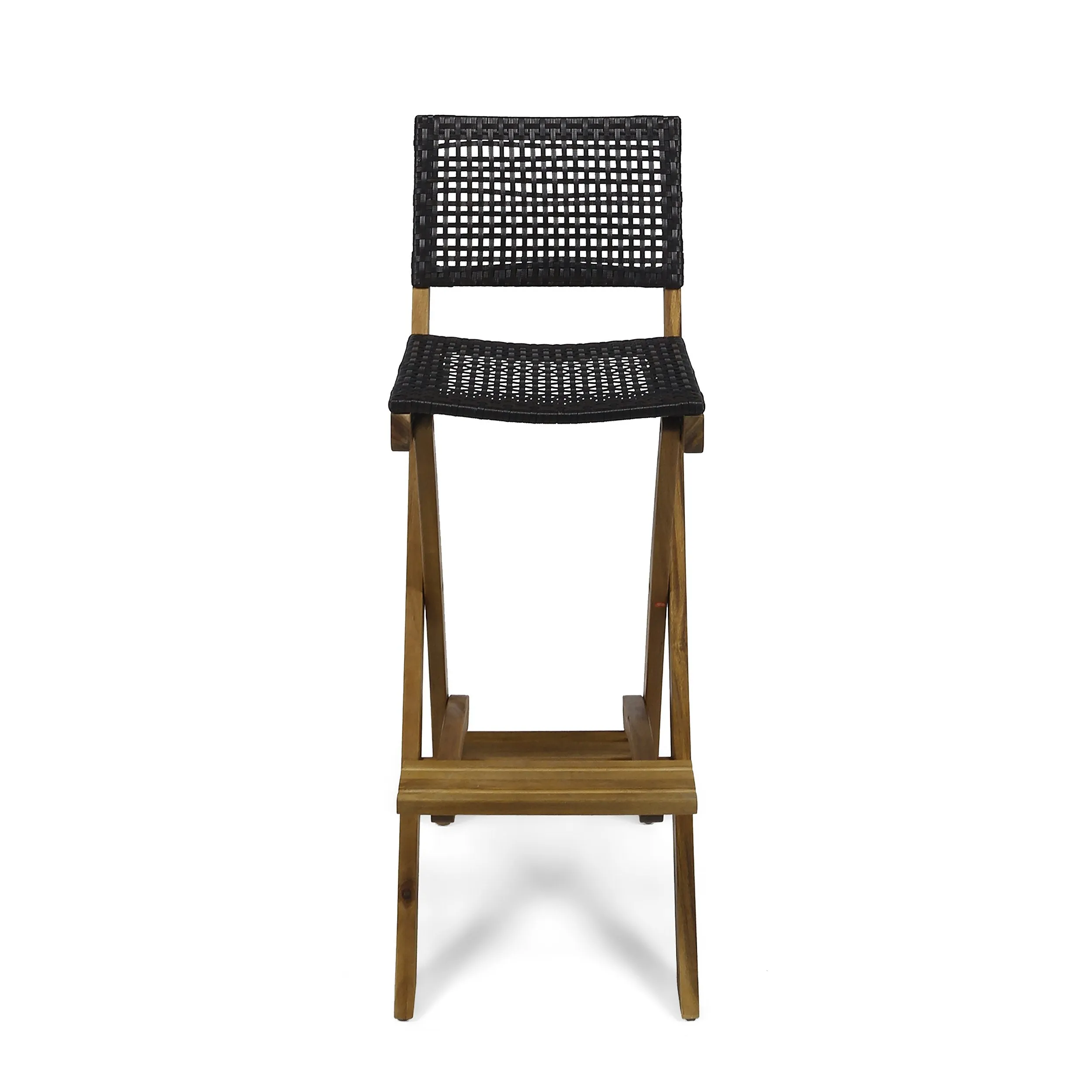Outdoor 45" Rectangular 3 Piece Wood and Wicker Bar Height Set - NH443903