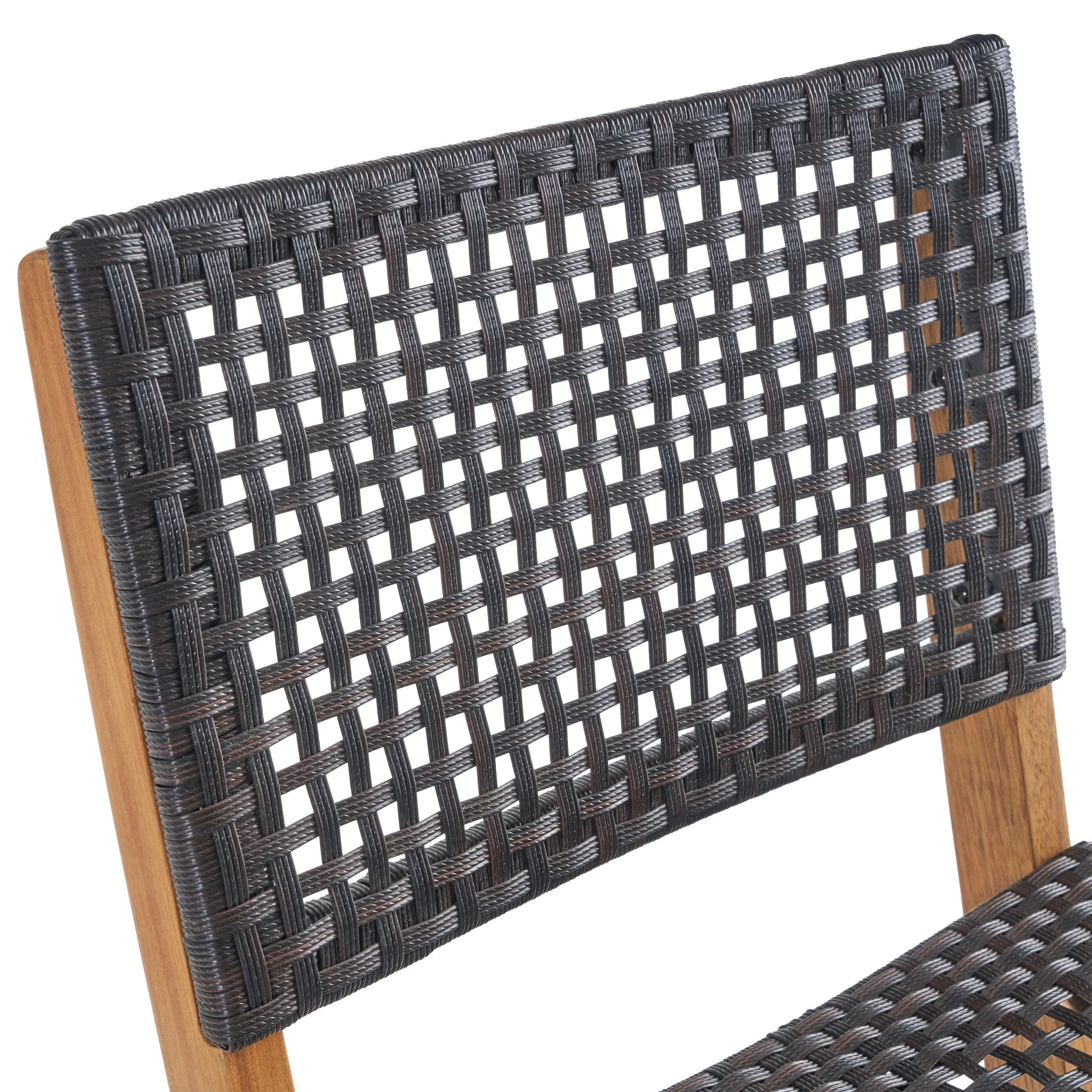 Outdoor 45" Rectangular 3 Piece Wood and Wicker Bar Height Set - NH443903