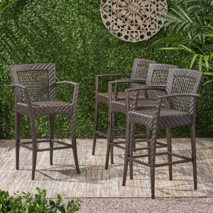 Outdoor 46" Wicker Barstool (Set of 4), Multi Brown Finish - NH042903 patio chairs, outdoor seating