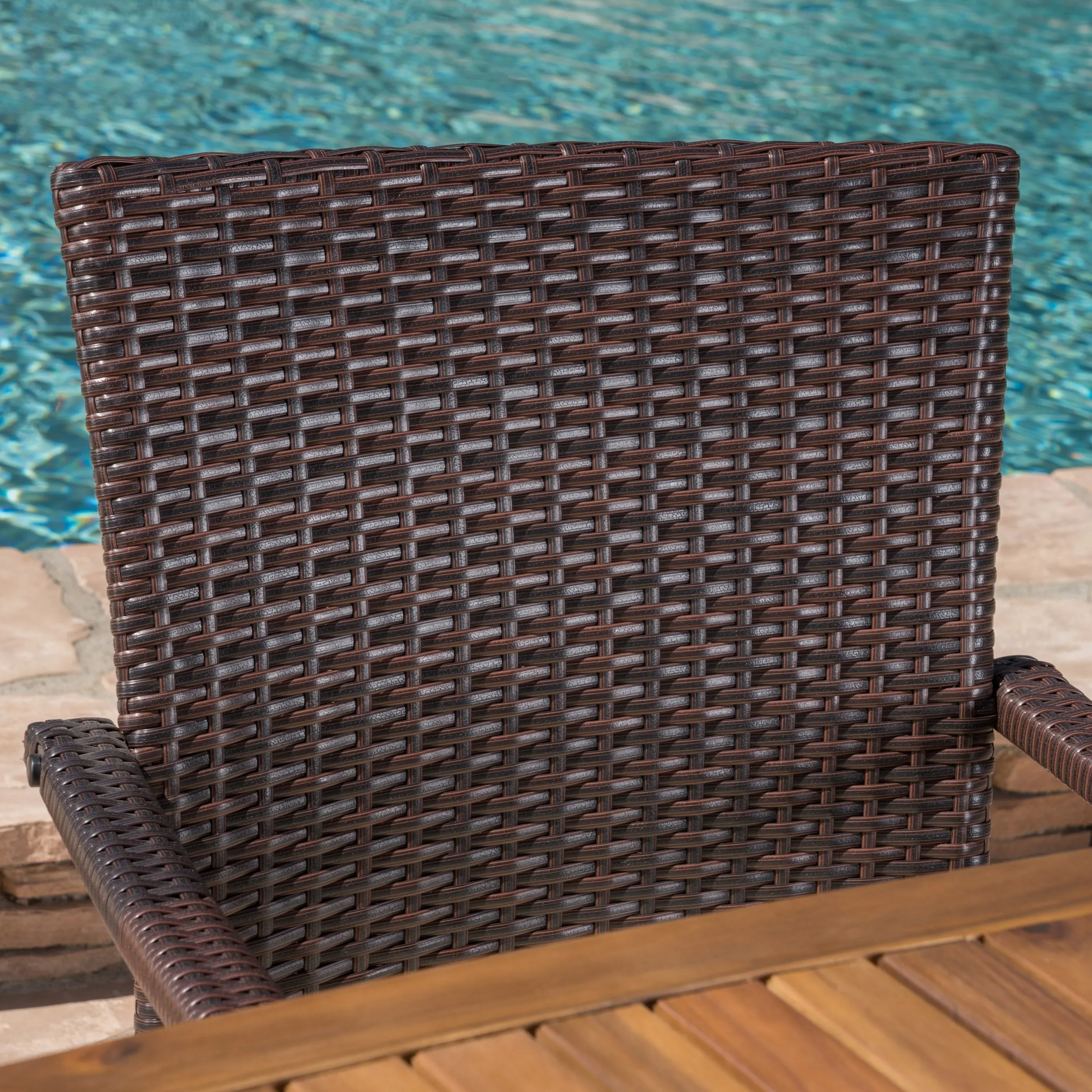 Outdoor 5 Piece Acacia Wood/ Wicker Dining Set with Cushions - NH703403