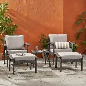 Outdoor 5-piece Grey Wicker Seating Set with Cushions - NH037692 patio chairs, outdoor seating