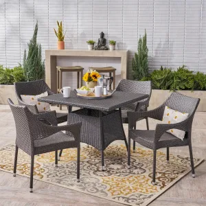 Outdoor 5 Piece Wicker Dining Set, Grey - NH127403 patio chairs, outdoor seating
