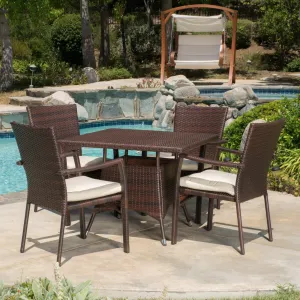 Outdoor 5-piece Wicker Dining Set with Cushions - NH338592 patio chairs, outdoor seating