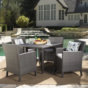 Outdoor 5 Piece Wicker Dining Set with Water Resistant Cushions - NH043203 patio chairs, outdoor seating